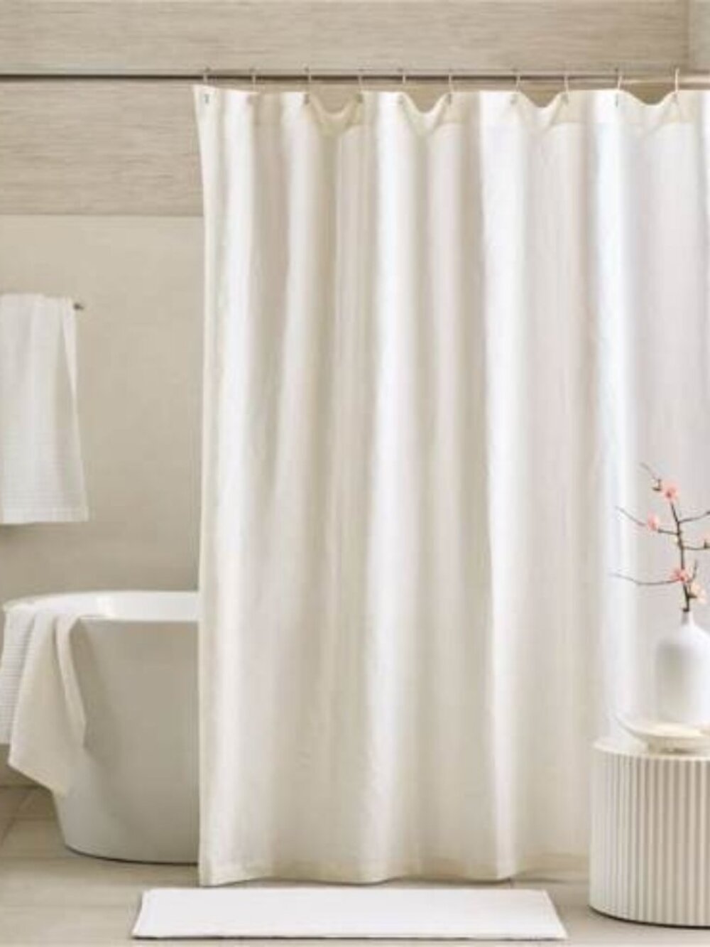 Quince European Linen Shower Curtain Ivory NWOT